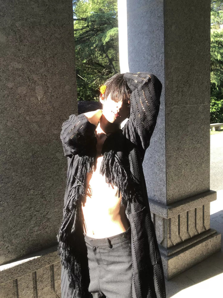 Vintage Hollow Knit Fur Cardigan Jacket