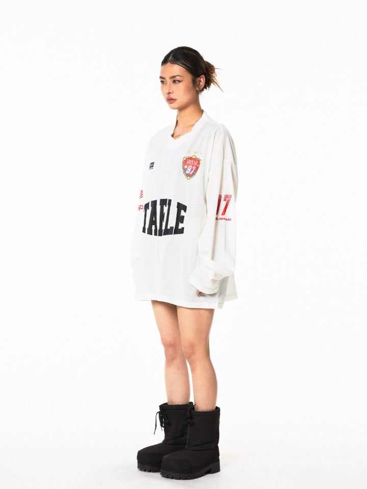 Retro Mesh V-Neck Pullover Shirt