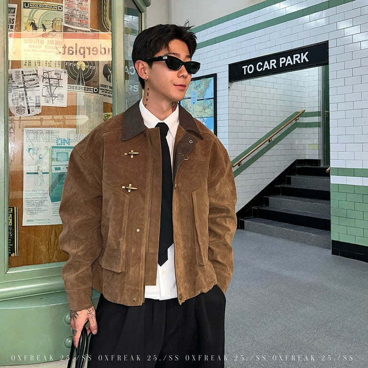 Suede Work Jacket with Airplane Buckle