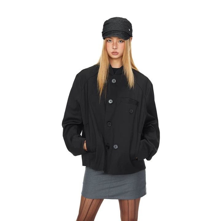 Double-Breasted Loose Mid-Collar Coat