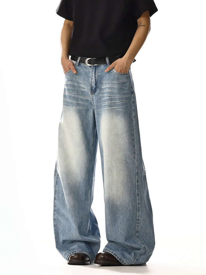Pantalons en jean large rétro à coupe décontractée 