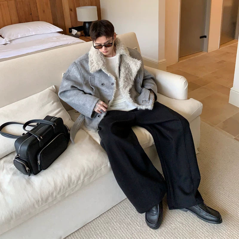 Dubbelzijdige wollen korte geïsoleerde jas 