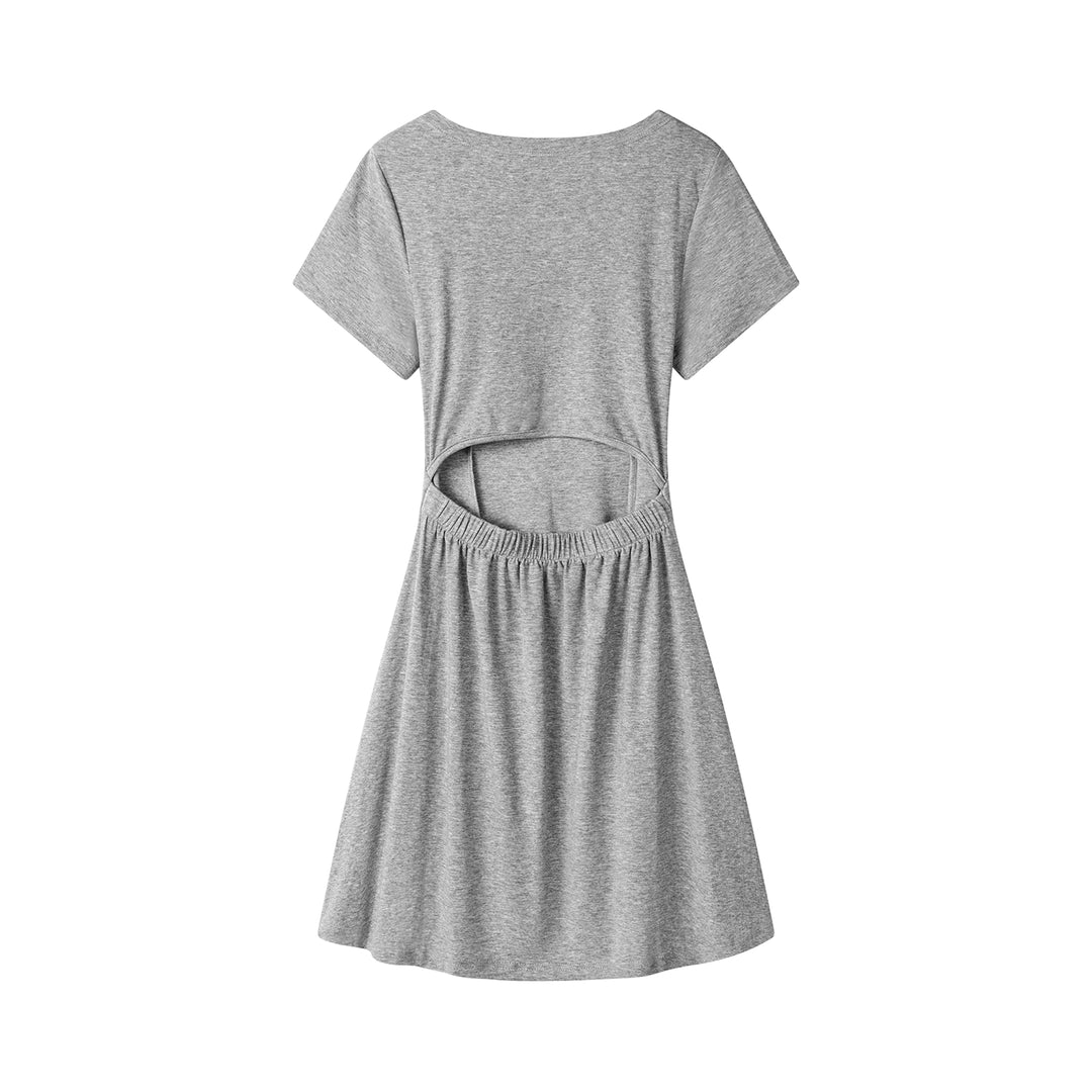 Robe d'été rétro à manches courtes avec ceinture à la taille 