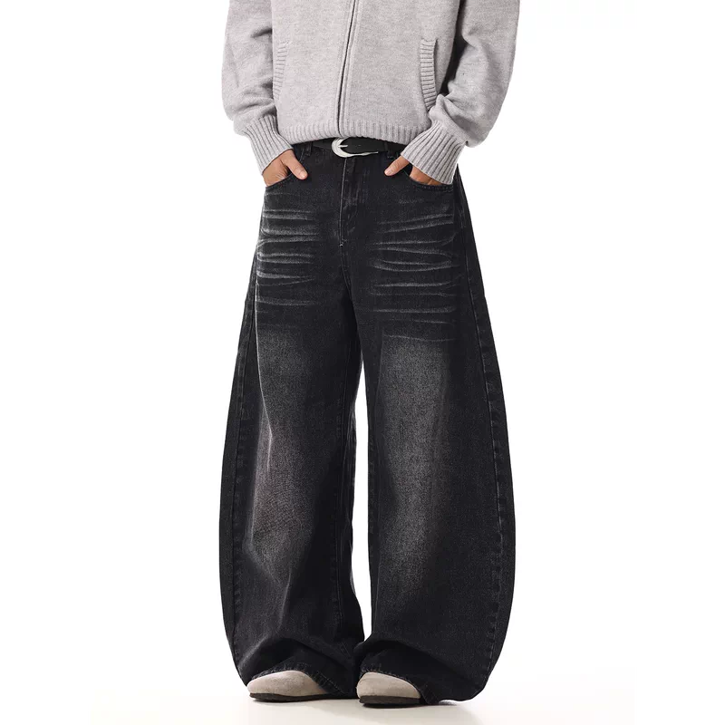 جينز واسع الساق بتصميم ريترو ومغسول بتأثير متهالك 