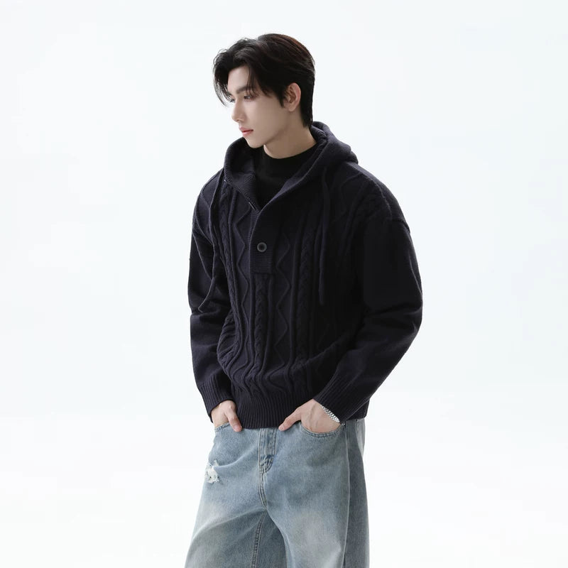 Cable Knit Hooded Pullover Sweater