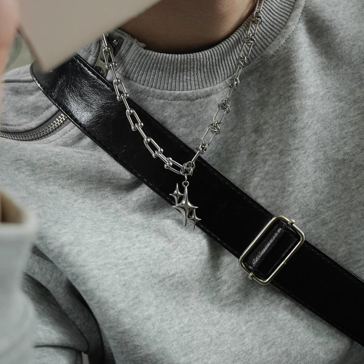 Four-Pointed Star Pendant Chain Necklace