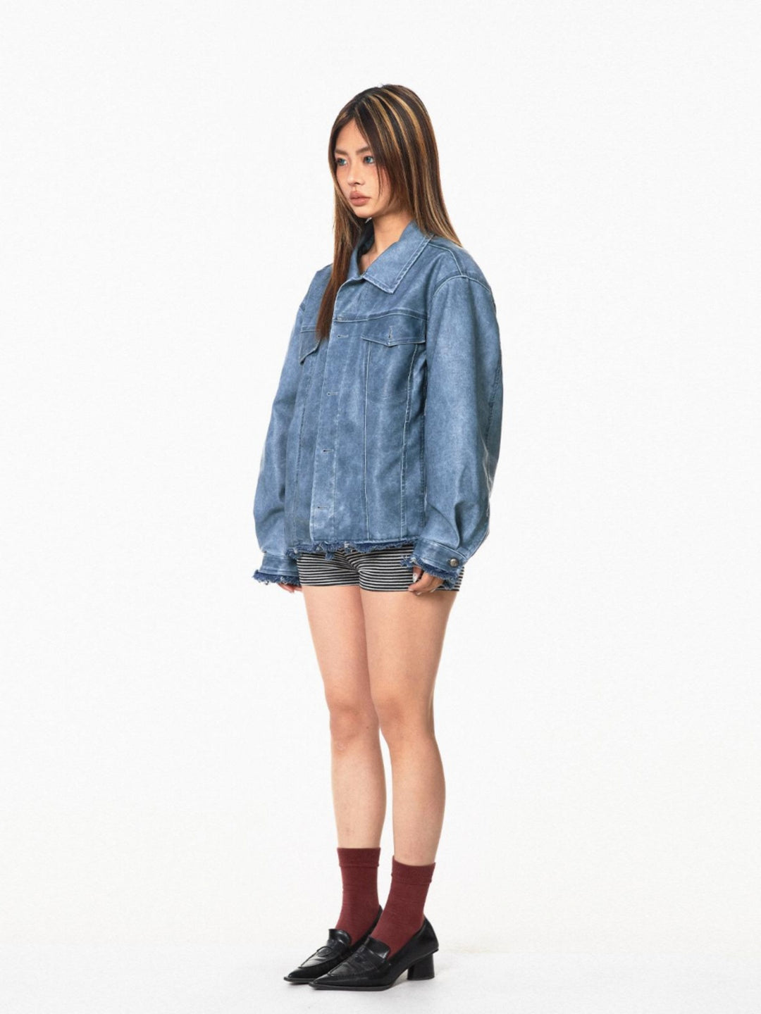 Washed Leather Workwear Jacket Coat