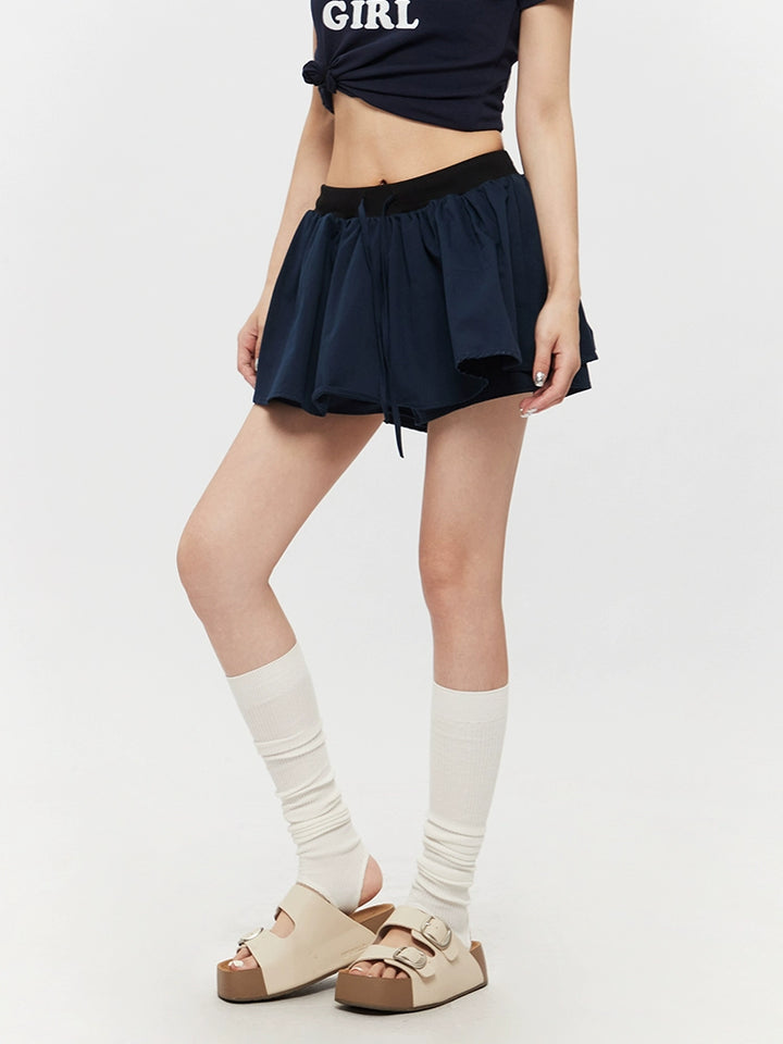 High Waist Pleated A-line Pants Skirt