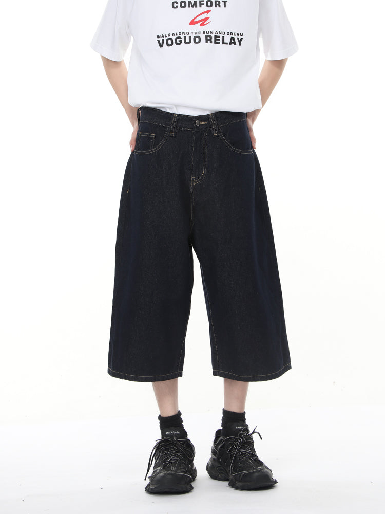 Pantalons en denim large à 7 points 