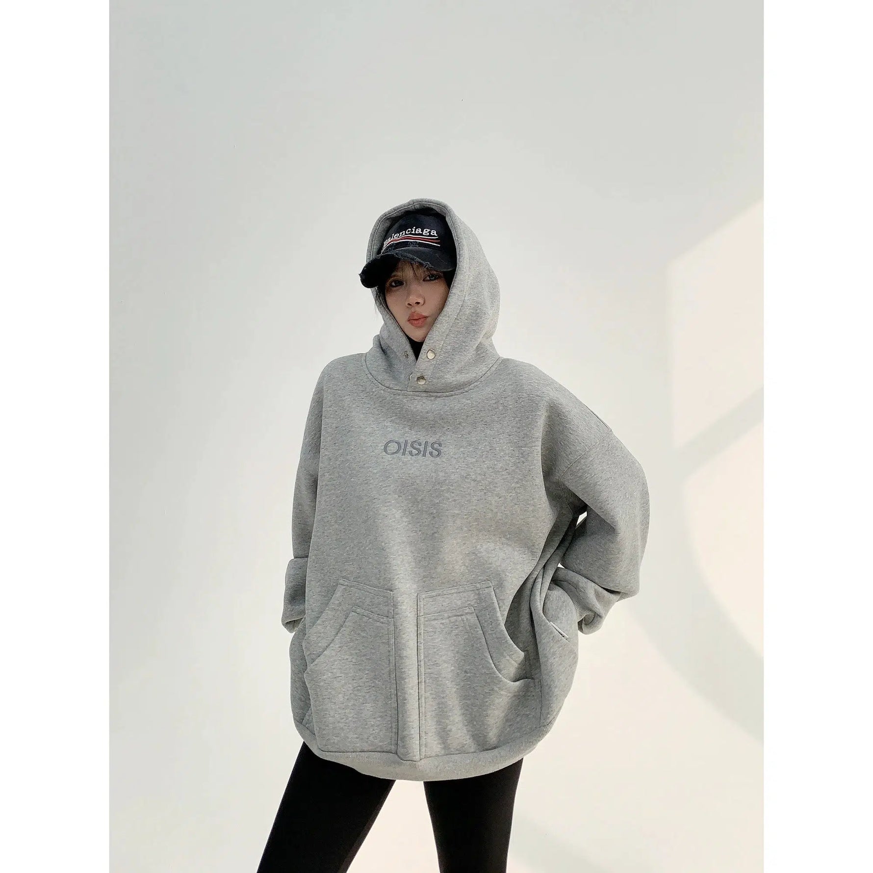 Embroidery Plush Distressed Hoodie