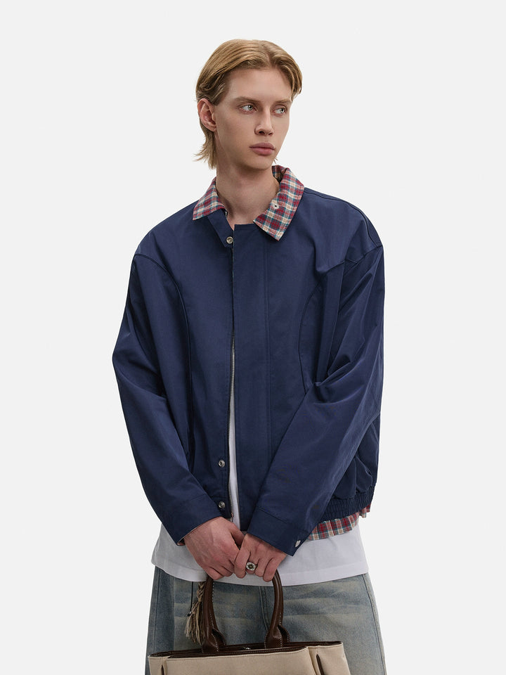 Veste pilote à col en tartan 