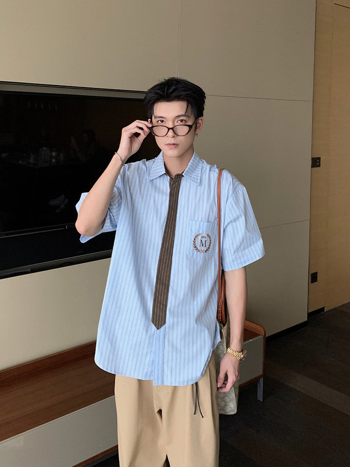Short-sleeved Striped Shirt