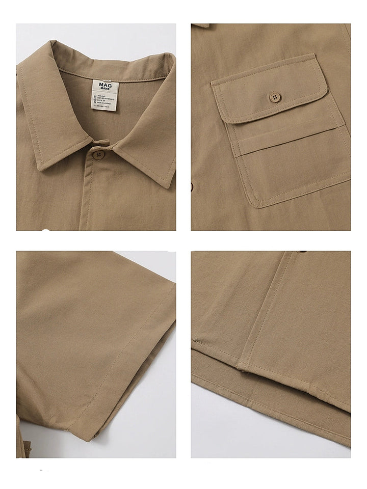 Camicia in cotone a maniche corte in stile lavoro retro 