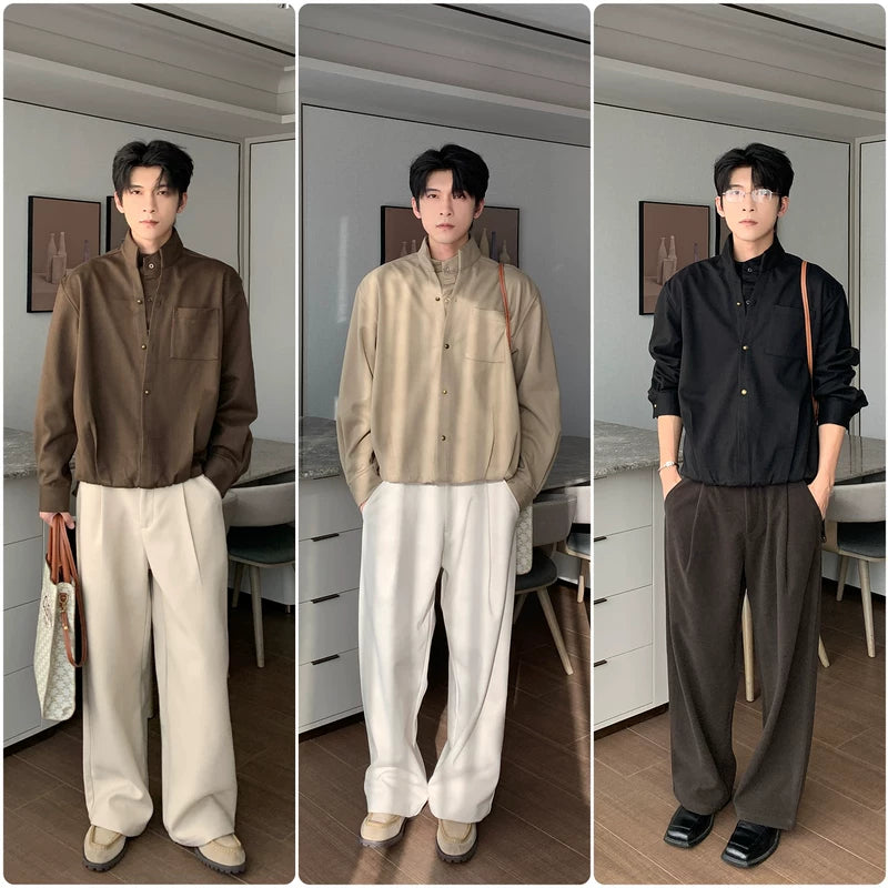 Chemise ample à col montant en faux deux pièces 