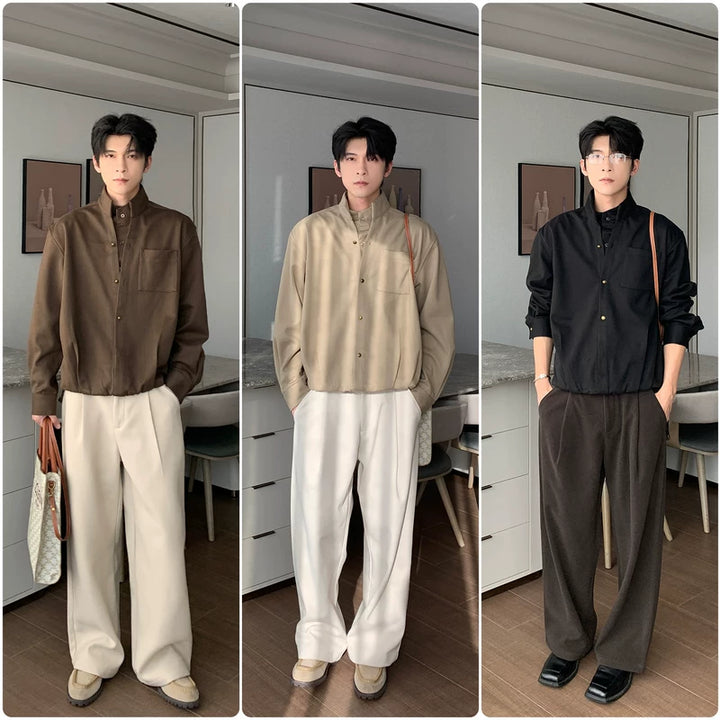 Chemise ample à col montant en faux deux pièces 