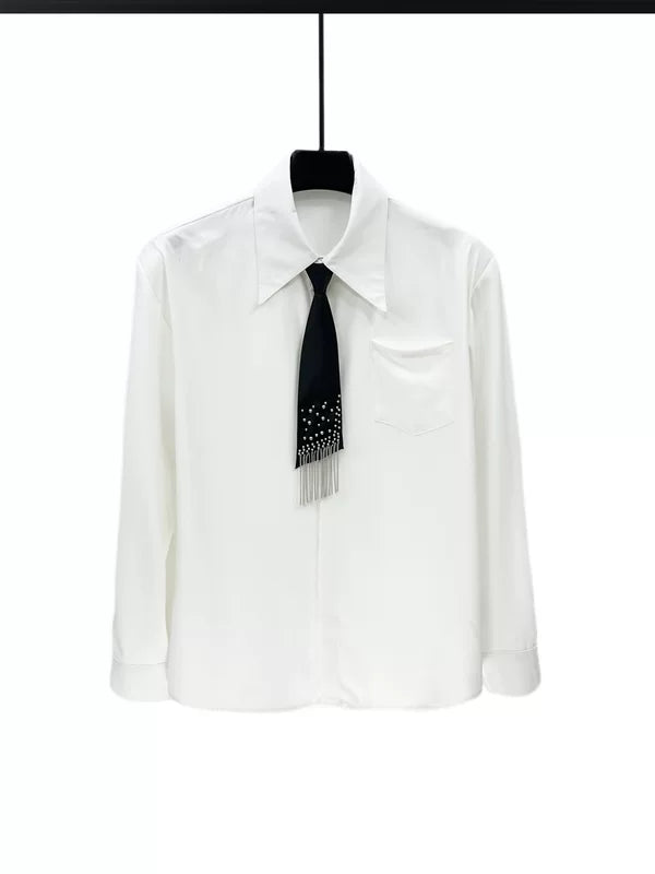 Camisa de Manga Longa com Detalhe de Laço Decorado 