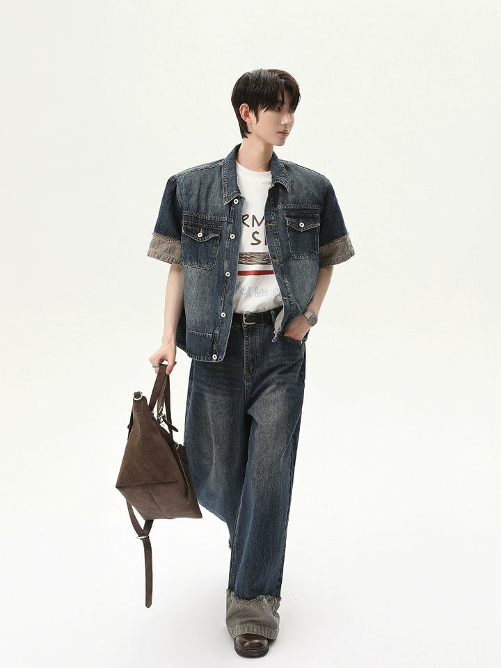 Distressed Denim Jacket and Pants Set