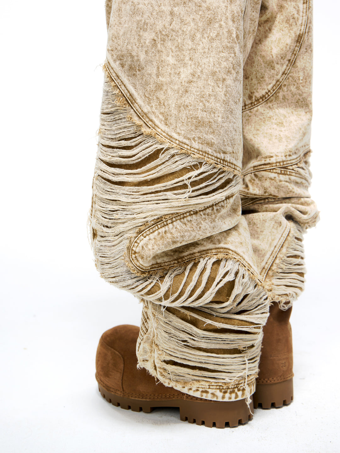 Distressed Baggy Zipper Denim Pants