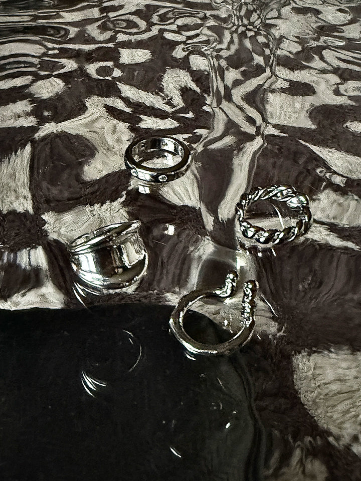 Metallring Set, Enkel japansk koreansk stil 