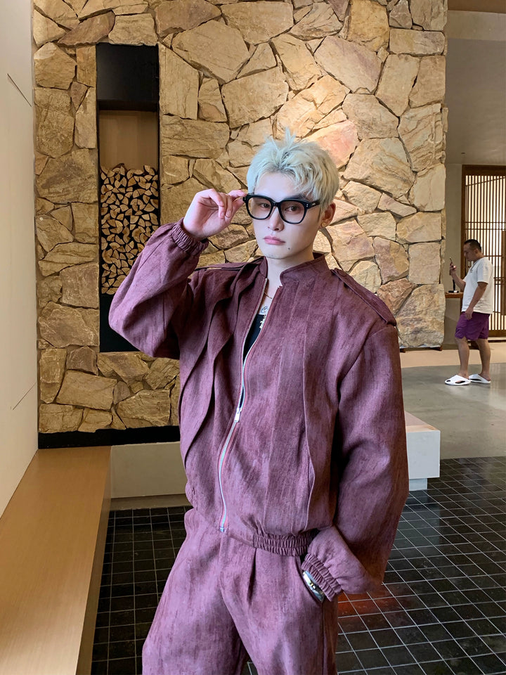 Stand Collar Jacket and Pants