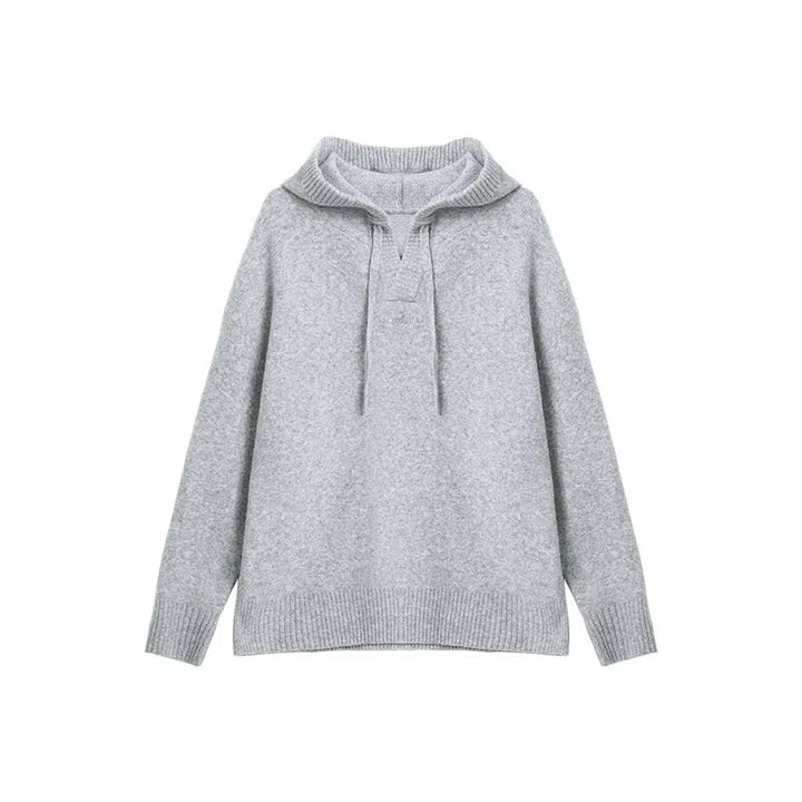 Embroidered Loose Knit Hooded Sweater