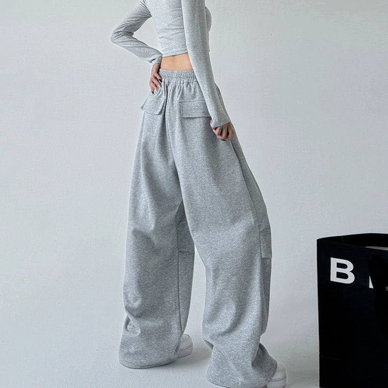 Wide Leg Casual Sweatpants with Elastic Waist