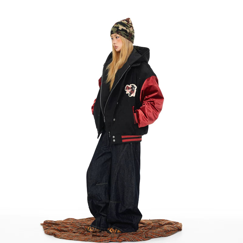 Embroidered Patchwork Baseball Jacket