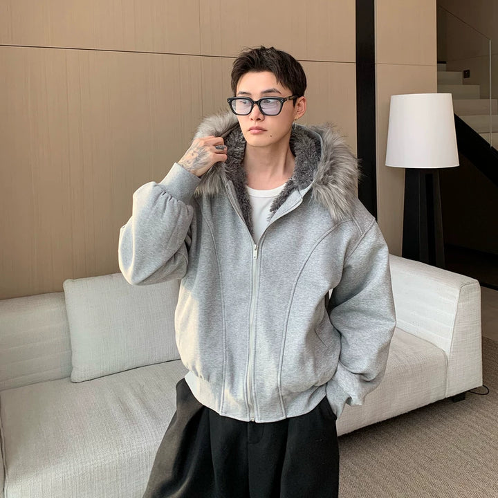 Fleece-gevoerde bontkraag met capuchonjack 