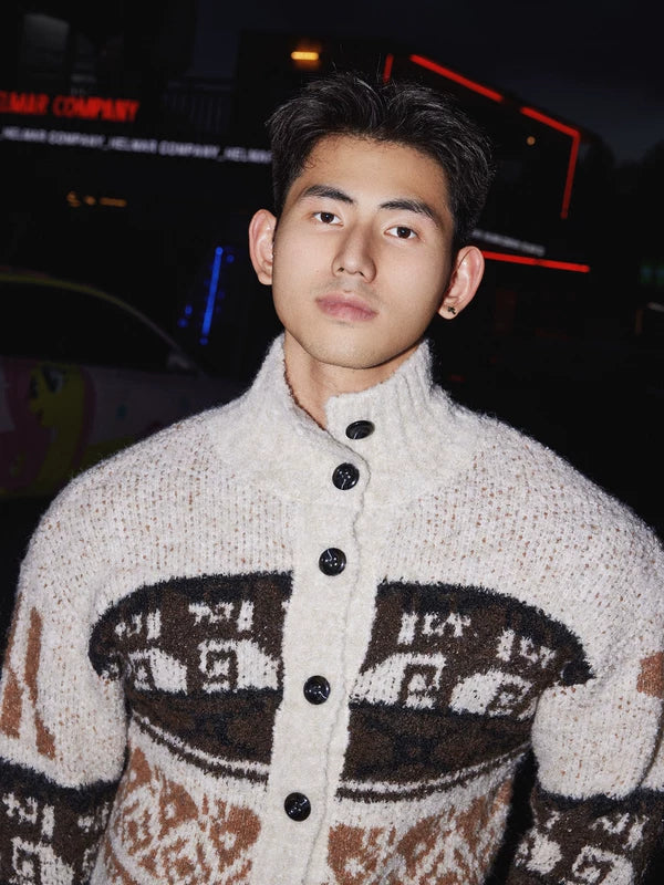 Cardigan en tricot à boutons Fair Isle 