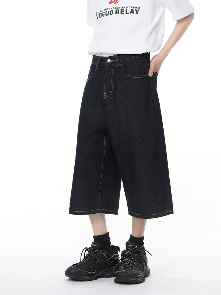 Pantalons en denim large à 7 points 