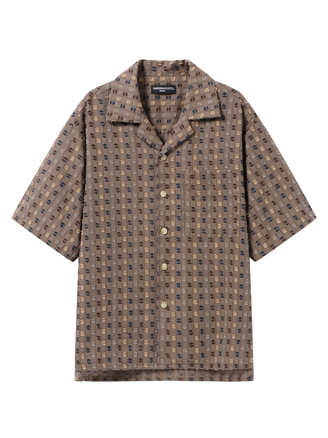 Chemise à col cubain en jacquard à manches courtes 