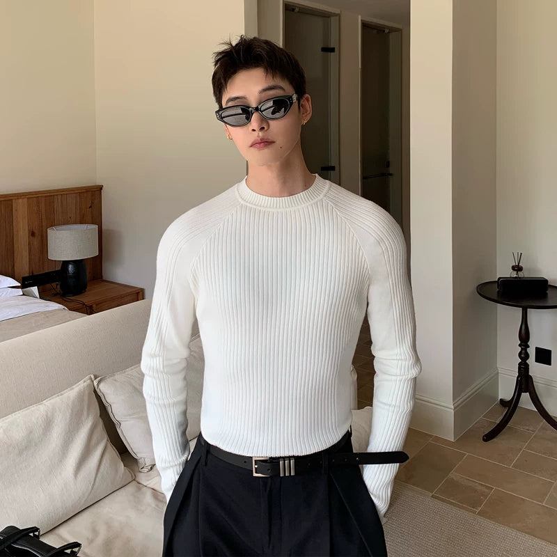 Ribbed Knit Slim Fit Pullover