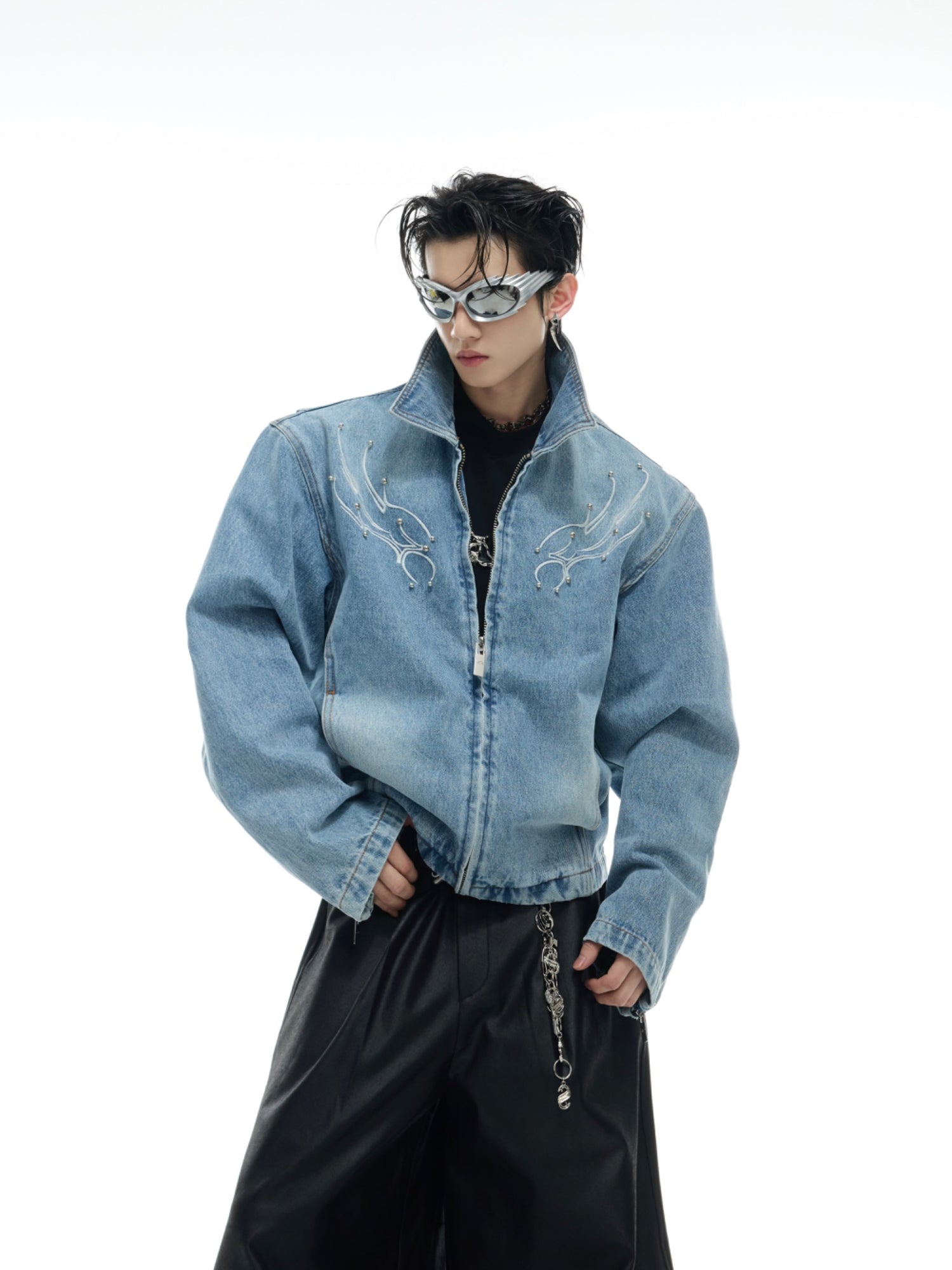 Vintage Washed Rivet Denim Jacket