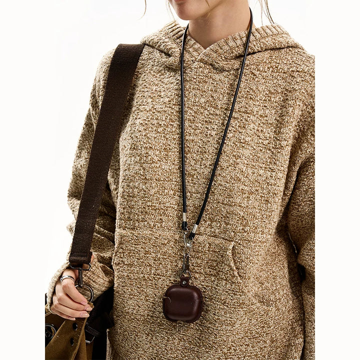 سويت شيرت محبوك بقلنسوة من خليط الصوف 