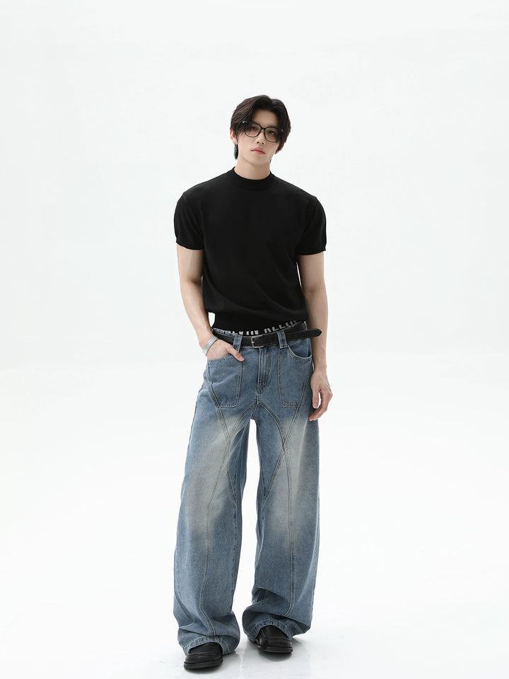 Knitted Slim Fit Short Sleeve Pullover
