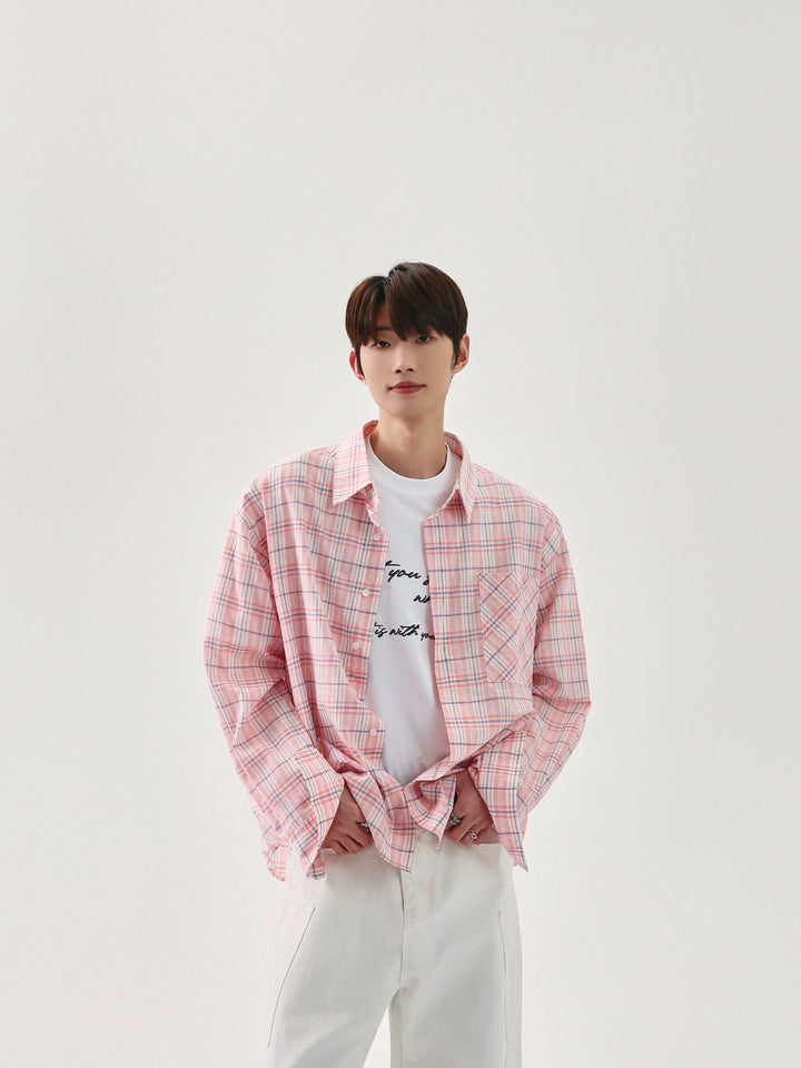 체크 Loose 긴팔 셔츠 재킷 