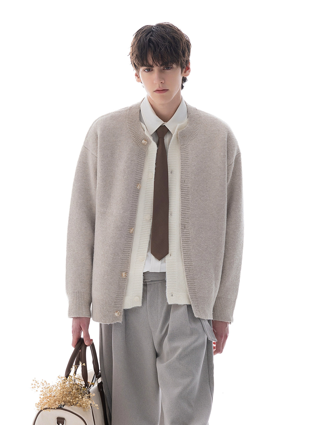 Round Neck Knit Cardigan