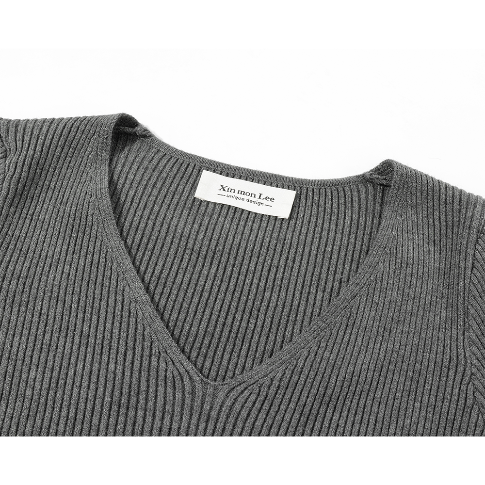 V-Neck Trumpet Sleeve Sweater