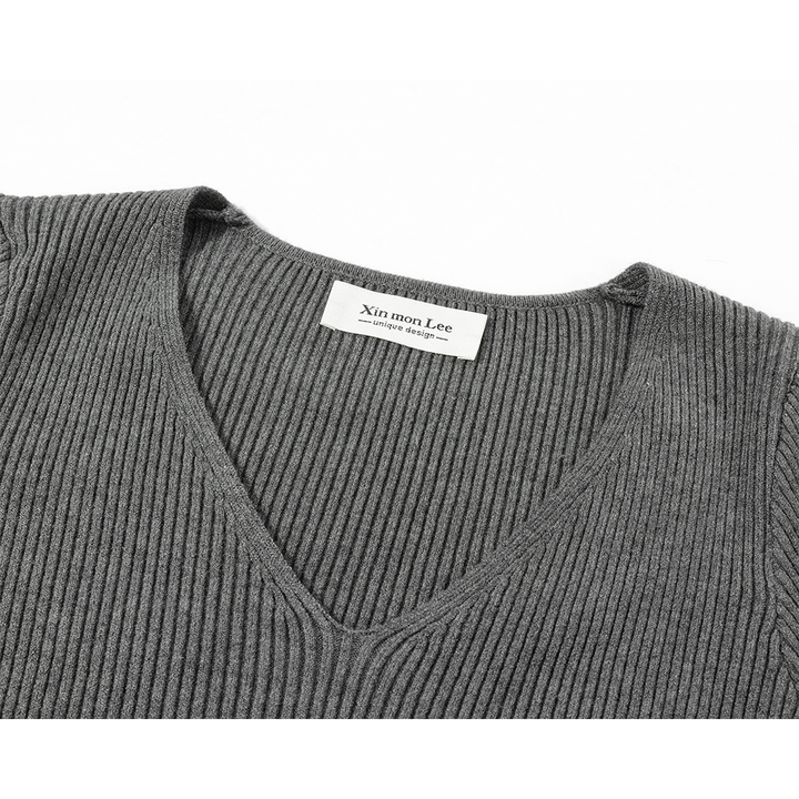 V-Neck Trumpet Sleeve Sweater