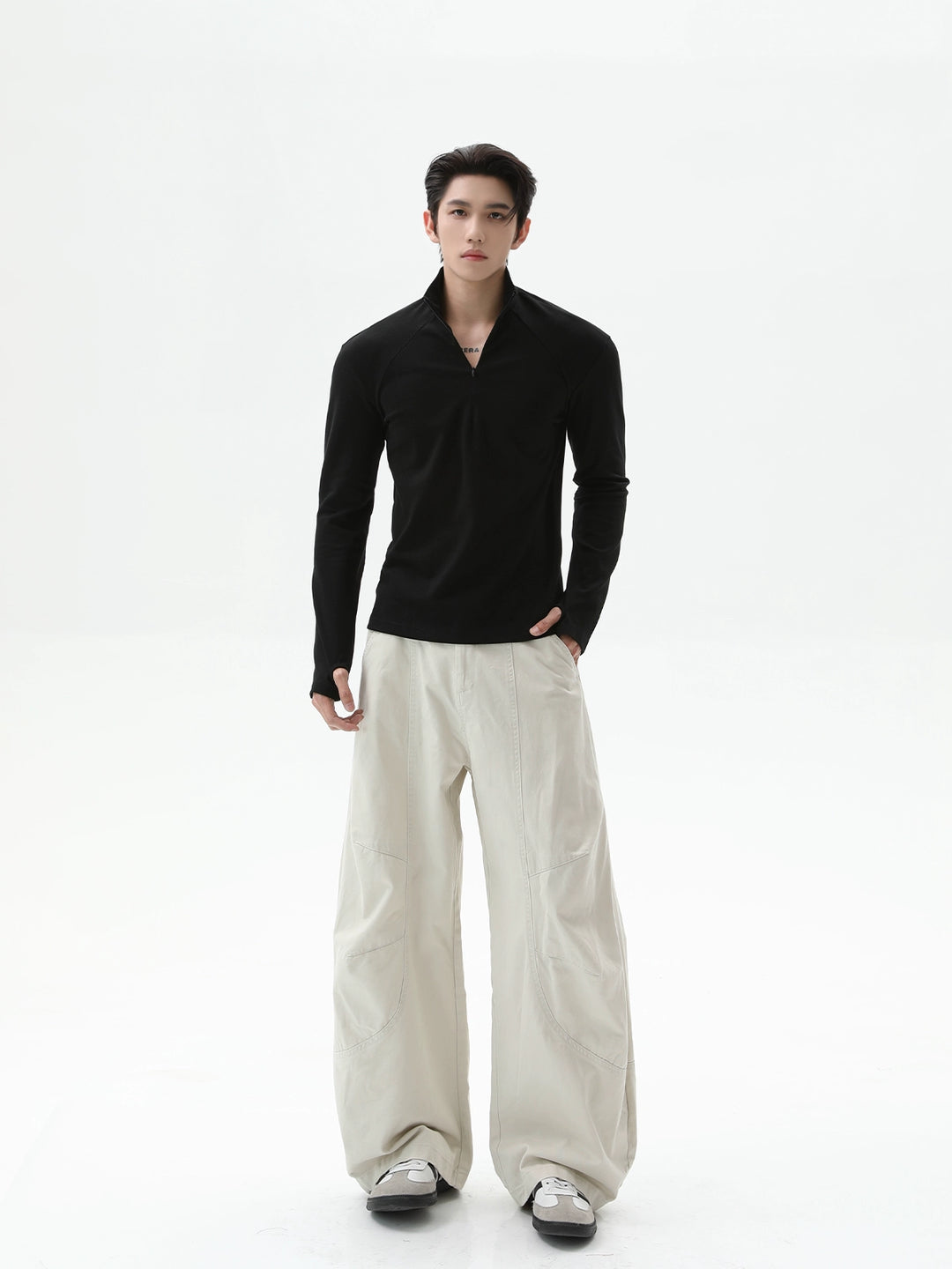 Half-Zip Long Sleeve Fitted Pullover