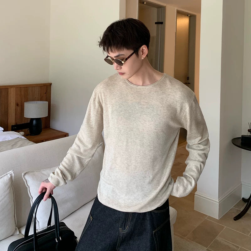 Wool Crew Neck Knit Pullover Shirt