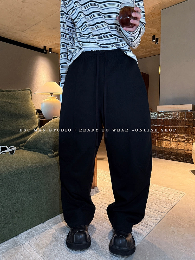 Calças Casuais Largas com Corda na Cintura 