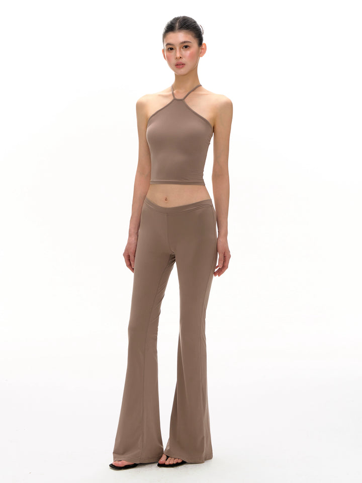 Retro Halter Neck Two-Piece Pants Set
