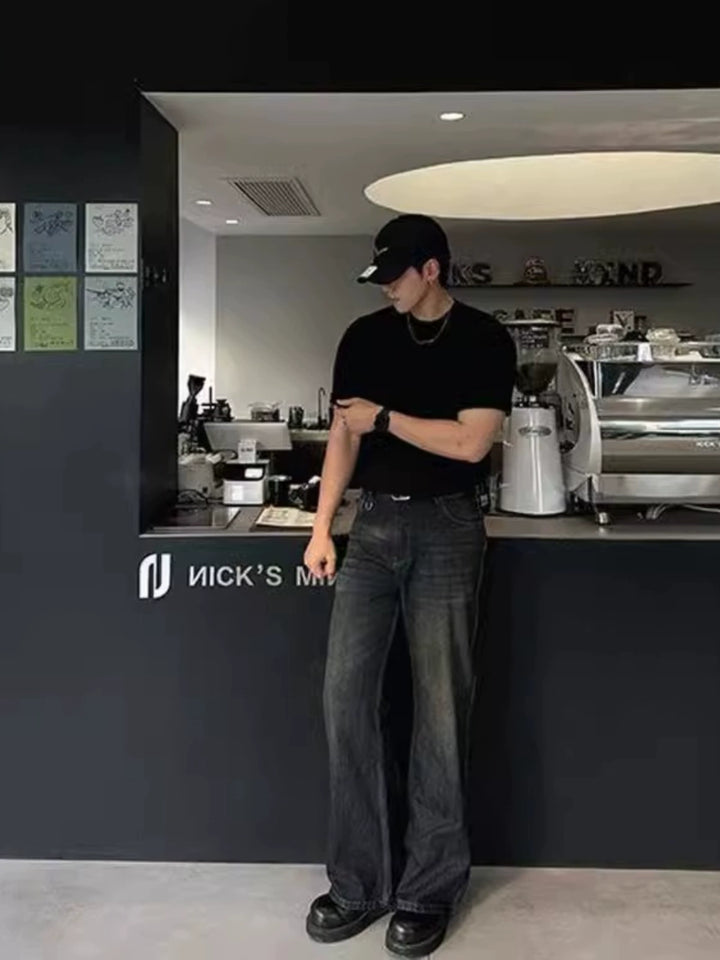 סוודר עגול עם צווארון רחב ללא קמטים 