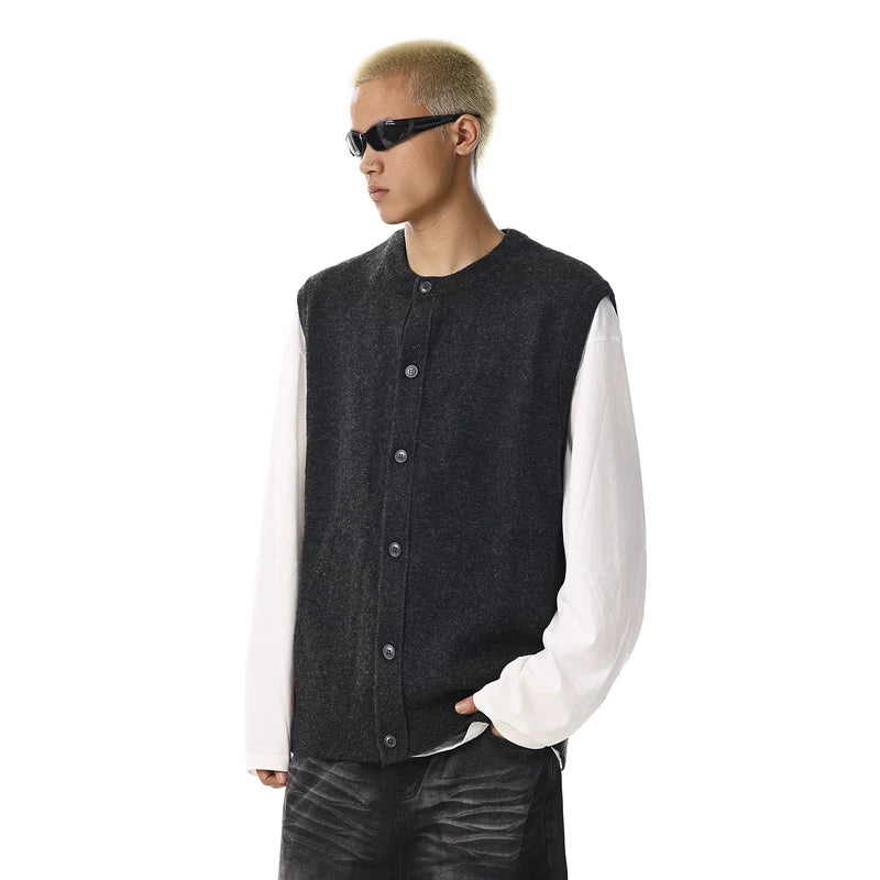 Gilet en tricot à boutons superposés 