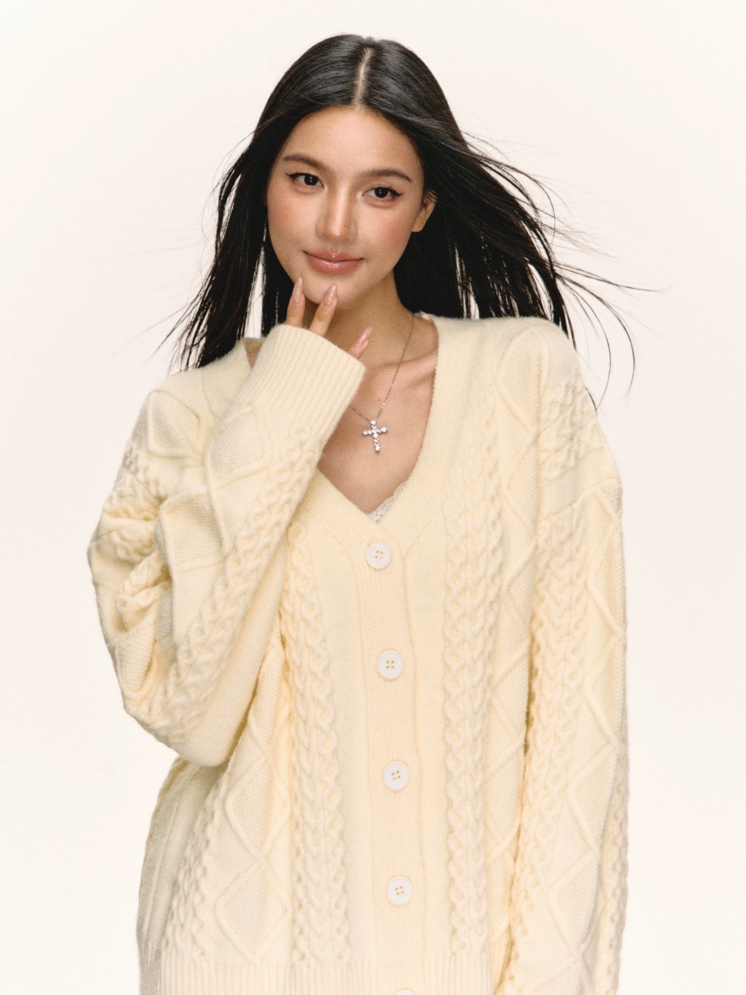 Cable Knit Button Cardigan