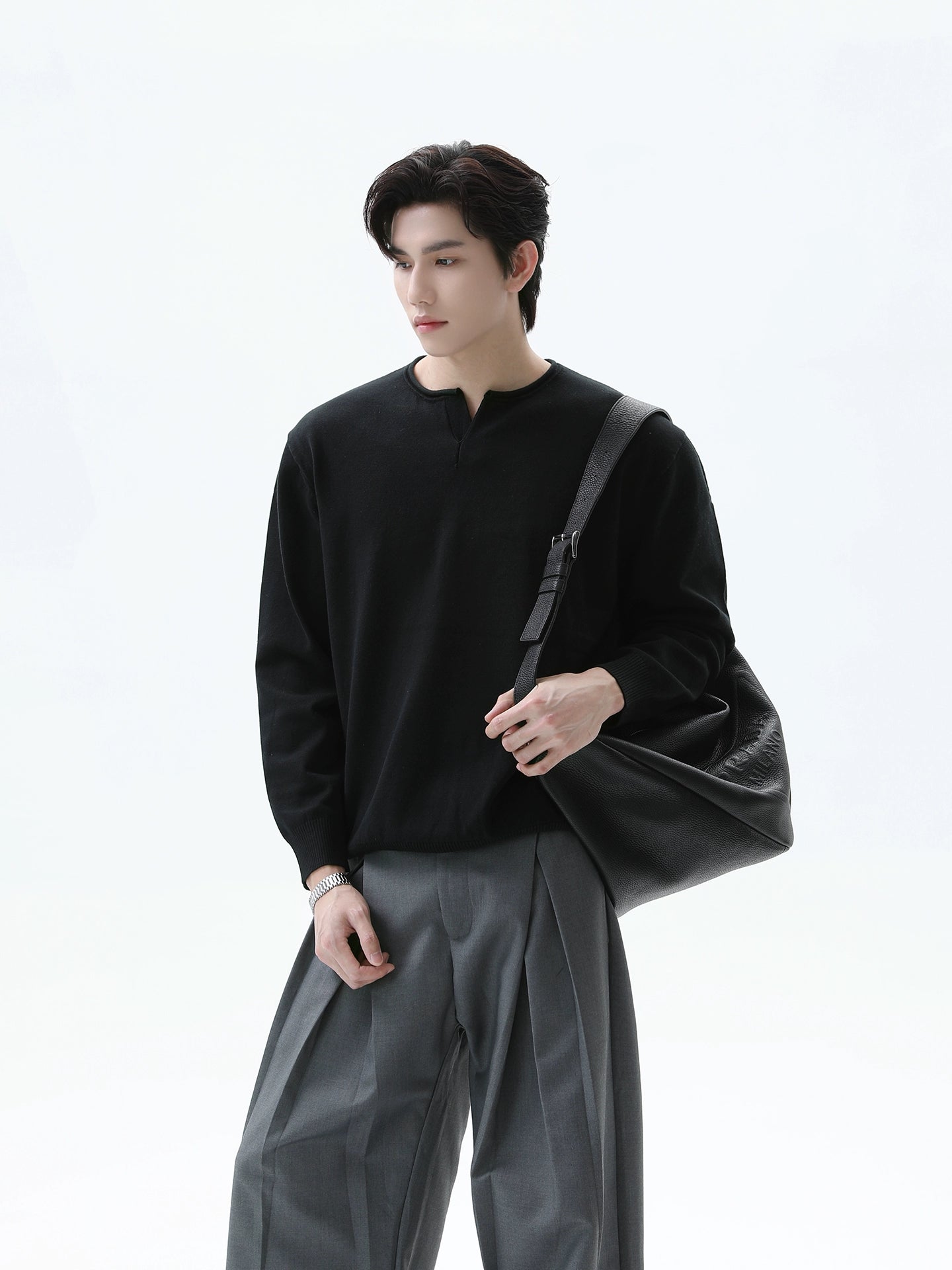 Örgü Henley Yaka Kazak 