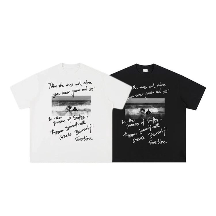Skateboard Katt Grafisk Avslappnad T-shirt 