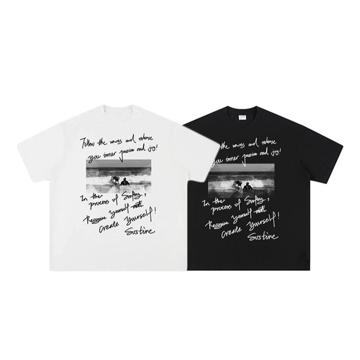Skateboard Katt Grafisk Avslappnad T-shirt 