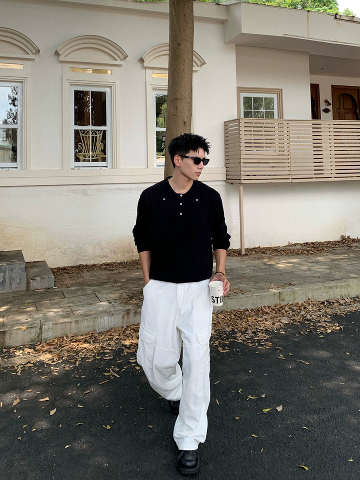 Loose Long Sleeve Lapel Pullover